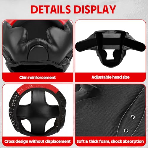 2 Pack & 1 Pack Boxing Headgear - Sparring Safety Head Guard for MMA, Kickboxing, Muay Thai, Boxing - Men, Women, Kids - color: Red, size: Small-Medium