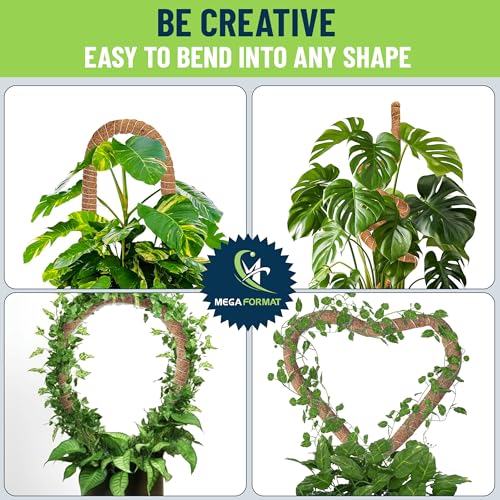 Plant Sticks Support Tall – Large Moss Pole Monstera Plant Support 48 Inch (1 Pack), Bendable Tall Moss Pole for Plants, Indoor Climbing Pole, Easy to Shape and Use - size: 48" - 1 Pack