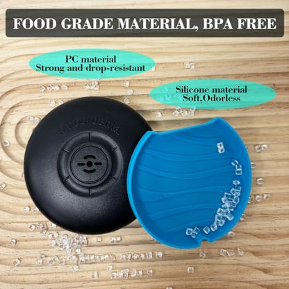 2 Pack Retainer Case with Vent Hole, Compatible with Invisalign | Portable Slim Travel Aligner Case,Secure Magnetic Closure-Food Grade Silicone Pad(Black Blue) - color: Black Blue