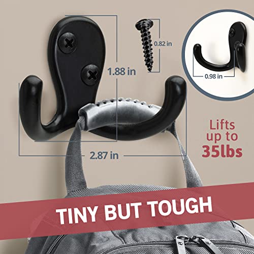 Jack N’ Drill Coat Hook 5+1 Pack in Matte Nickel, Heavy Duty and Easy to Install Two-Prong Wall Hooks for Towels, Coats, Hats, Bags and Robes Ideal for Use at Home, Kitchen, Bathroom and Office - color: Matte Nickel