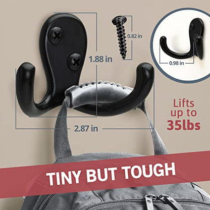 Jack N’ Drill Coat Hook 5+1 Pack in Matte Nickel, Heavy Duty and Easy to Install Two-Prong Wall Hooks for Towels, Coats, Hats, Bags and Robes Ideal for Use at Home, Kitchen, Bathroom and Office - color: Matte Nickel