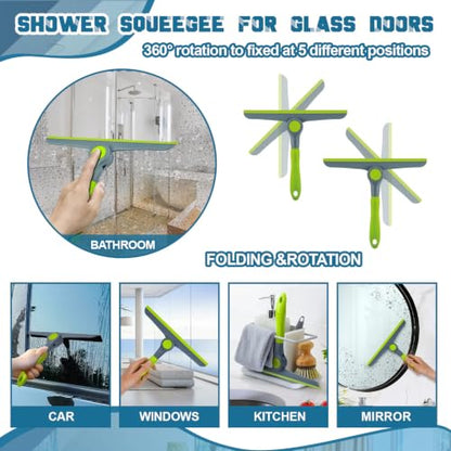 9 Pcs Cleaning Brush Set with Squeegee, Crevice Gap Brushes, Handheld Scrub Brush and Hard Bristle Detail Brushes Multi-purpose Household Cleaning Tools for Kitchen Bathroom Sink Grout Window