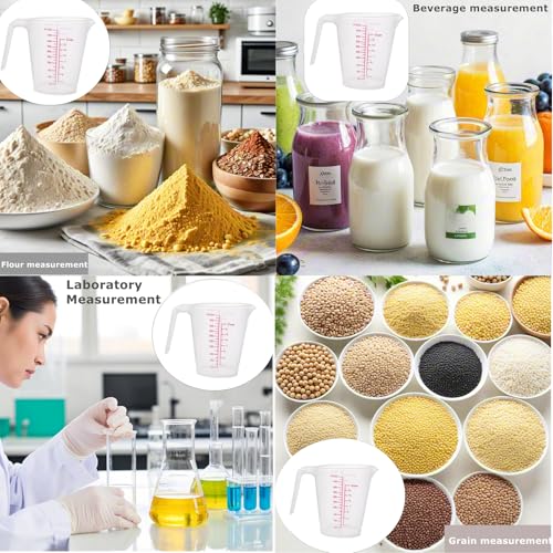 Plastic Measuring Cup 2Pcs 500ML Measuring Mug 8/16oz with Handle Graduated Pitcher for Baking Flour Oil Powder Cooking Kitchen Measure Container (500ML/0.13Gal) - color: 500ML