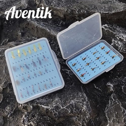 Aventik Super Slim Fly Fishing Trout Flies Fly Box Clear Fly Lures Hook Box 4PC (H065MB) - style: H065MB