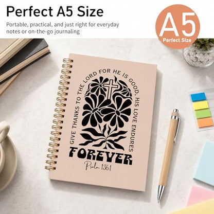 Flower Boho Christian Notebook - Hardcover Bible Verse Jounal, Inspirational Gift for Women, Religion Journaling for Church Notting Stationery Supplies - color: Cross Flower
