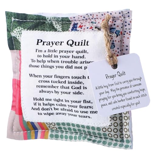 Fanfanwin 1 Pc Mini Prayer Quilt with Cross Inside, Pocket Scripture