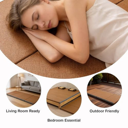 Japanese Tatami Mat, Tatami, Rug, Foldable Mattress, Roll up Rug, Japanese Floor Mattress, Floor Sleeping Japanese Futon Mattress, Meditation Yoga, Zen - size: Brown 80×200×3.5cm