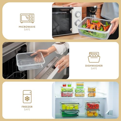 HOMETALL 50 Piece Food Storage Containers with Lids Airtight | 100% Leakproof Plastic Meal-Prep Containers Reusable(25 Containers & 25 Lids),Microwave and Dishwasher Safe - color: Pack of 25