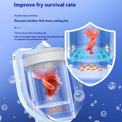Floating Fish Breeding Box Net Design Safe Fish Habitat Isolation Tanks for Fry Shrimp Easy Setups Compacts - color: Blue, size: L
