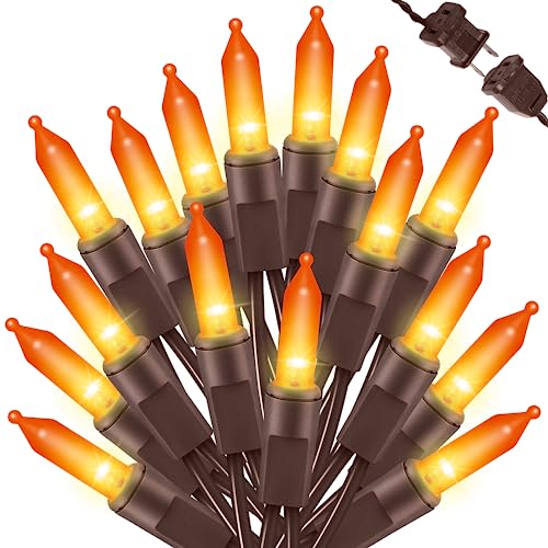 LAMPHOME Halloween String Light, Orange, 100 Count, 19.6ft - color: Orange-Brown Wire, size: 100ct