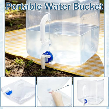 2 Pack 5.3 Gallon BPA Free Collapsible Water Container with Spigot & Hook | BPA Free, Foldable Carrier Bucket, Portable Water Canteen, Camping Water Storage Jug, Outdoor Hiking Survival Kit