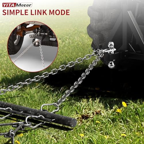 YITAMOTOR Heavy Duty 4FT x 4FT Chain Harrow, Drag Harrow with 3/8" Tines | for ATV, UTV, Tractors for Soil Leveling, Pastures, Seeding, Breaking up Soil, 60 M2Si Steel (85.7 LBS) - size: 4' W x 4' H
