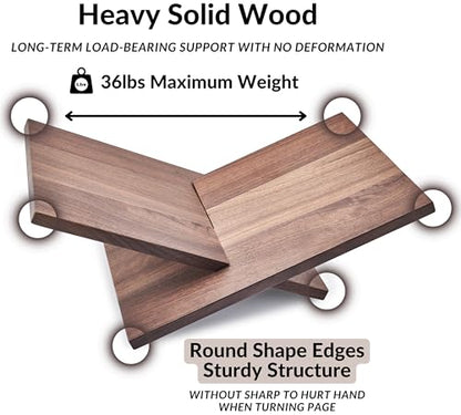 Honygebia Solid Wood Book Stands - Cross Frame Walnut Wooden Book Holder, Open Bookstand for Display and Reading, Suitable for Art, Bible, Cookbook, Easel, Magazine, Textbooks - color: Walnut