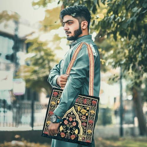 zhxinashu Floral Prayer Mat Set with Tasbih Beads and Carrying Bag - color: Style a
