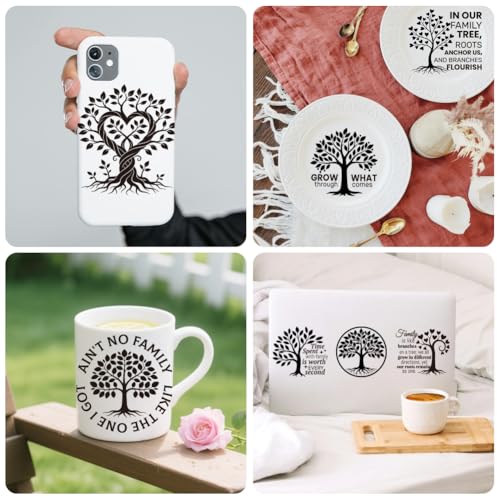 Peacoblue 18 Sheets Rub on Transfers for Crafts, Black Tree of Life 3.6"x3.9" UV DTF Cup Wraps Waterproof Rub on Cold Transfers Stickers for Wood Glass Metal Cup Tumblers Mirrors Mugs Home Decor - style: Black Tree of Life