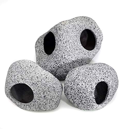 Aquarium Decorations Rock, Stackable Fish Tank Decor | Shrimp Habitat, Breeding Tube, Hiding Cave, Betta Fish,Ceramic Shelters