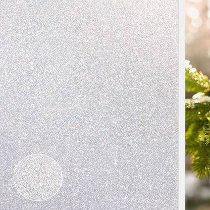 NINETREX Window Privacy Film,Frosted Glass Window Stickers,No Glue Vinyl Static Cling Anti-UV Removable for Home Living Room Bedroom,Crystal 17.5 x 78.7 inches - color: ['Crystal'], size: 17.5" x 78.7" (44.5 x 200 cm)