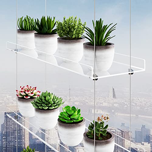 OtNiap Clear Hanging Window Plant Shelves, 2-Pack 4-Tier, 16-Inch Stand | Adjustable Indoor wall plant holder for herbs, microgreens and potted plants. Maximizes window space while displaying plants - size: 2 Pack-4 Tier