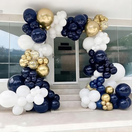 Navy Blue and Gold Balloons, Blue Balloons Birthday Party Decorations