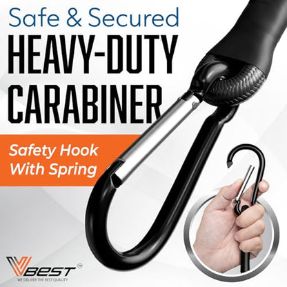 Carabiner Bungee Cords with Hooks 36 Inch - 6Pcs Heavy Duty Outdoor | 3ft UV & Weather Resistant Strong Bungie Chords with Clips - Black Bunjee Straps 3 Foot - Bungy Cord Set 200lb Strength - size: Black 36" (6 Piece)