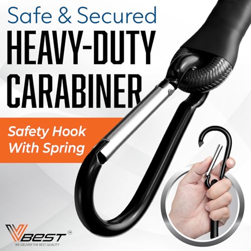 Extra Long Bungee Cords with Carabiner Hooks 6x72 Heavy Duty Outdoor | 6 ft UV & Weather Resistant Strong Bungie Chords - Black Bunjee Straps - Large Bungy Cord Set 200lb Strength - size: Black 72” (6 Piece)
