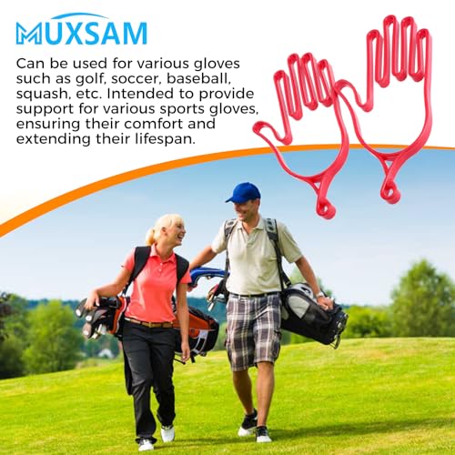 MUXSAM Golf Gloves Stretcher Holder Keeper Hanger Gloves Support Frame Golf Gloves Holder Rack Dryer Shaper Tool Accessories for Golfer Gloves Maintenance(1 Pair 2Pcs) - color: Red