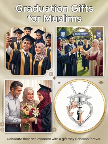 Graduation Gifts for Women 925 Sterling Silver Compass/Graduation/Vet/Cross/Stethoscope Necklace for Women - color: Graduation-Muslim-2