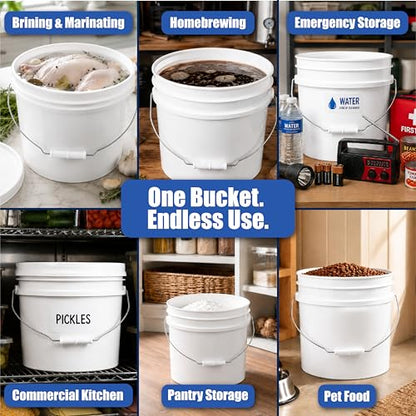 3.5 Gallon Bucket, Food-Grade w/Lid, BPA-Free, Red, 1 Pack | Airtight Gamma Seal Screw-On Lid, Heavy-Duty 90 Mil HDPE Plastic, Food Safe and Durable Container, Bulk Storage, Made in USA - color: Red, size: 1 Pack