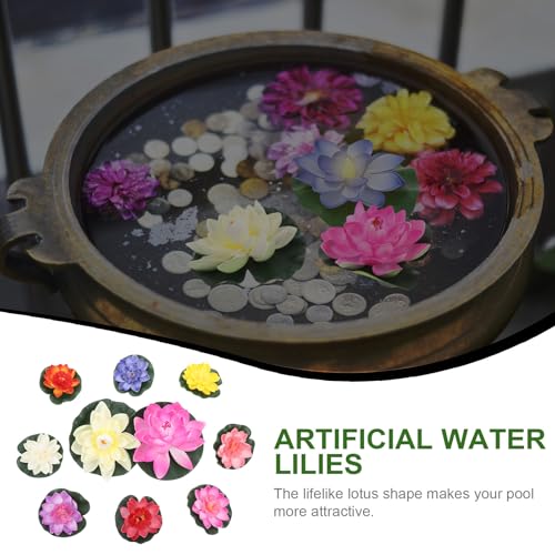 Luxshiny 10pcs Realistic Eva Floating Lotus Flowers Pool Decorations Artificial Water Lilies for Garden Pond Wedding Aquarium Display