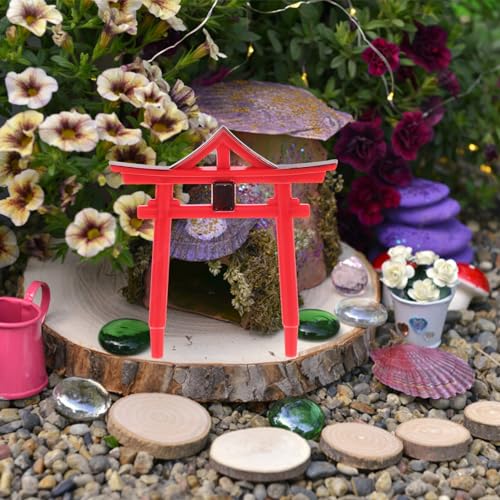 Yardwe Aquarium Torii Gate Fish Tank Decor 3-Pack Japanese Shinto Temple Resin Sculpture Weatherproof Micro Garden Ornament Aquarium Accessories