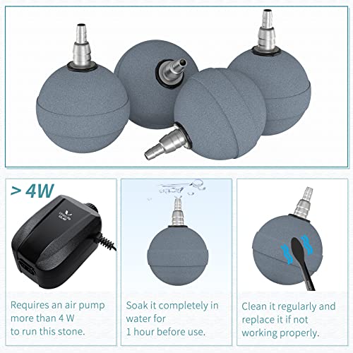 Pawfly Aquarium Air Stone Ball 2 Inch, Airstones for Aquarium Fish Tank Bucket Hydroponics Pond and DWC Reservoir, 4 Pack - size: 4 Pack