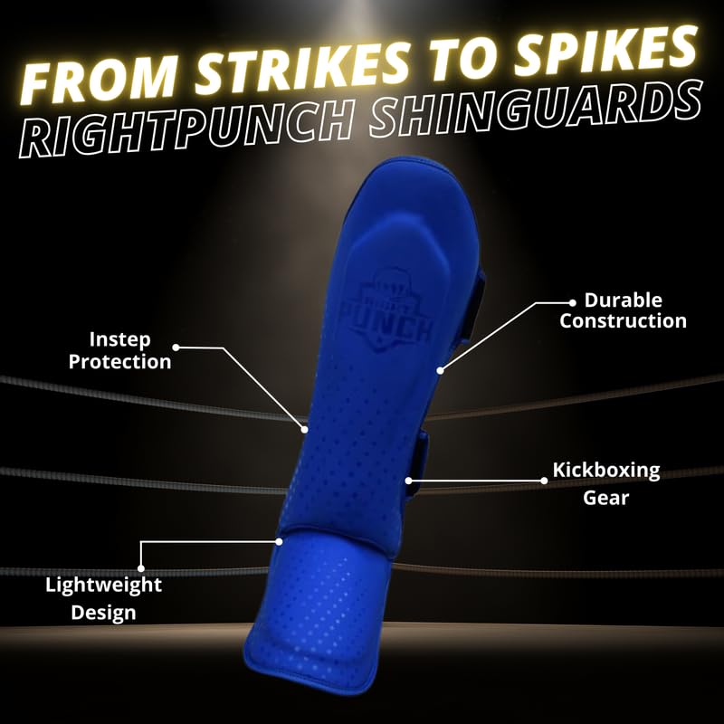 Shin Guards Kickboxing Leg Pads with Instep Protection, Muay Thai MMA Martial Arts Kicking Sparring Training Gear - color: Blue, size: X-Small