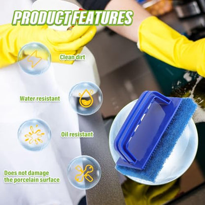 5 Pack Electric Cleaning Brush Pad Kitchen Bathroom Household Cleaning Pad Swimming Pool wall Cleaning Brush Heavy Duty Griddle Scrubber Scouring Pad and 1 Pack Handle kit(Blue) - color: Blue