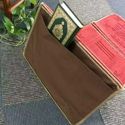 Mat Muslim Prayer Rug - Foldable with backrest- Prayer seat - Islamic Travel Prayer (Red Design) - color: Red Design
