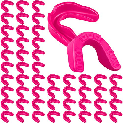 Frienda 50 Pcs Football Mouth Guards Bulk Youth Football Mouthpiece Sports Athletic Mouthguard Teeth Guard for Hockey Karate Basketball Boxing Lacrosse Rugby - color: Pink