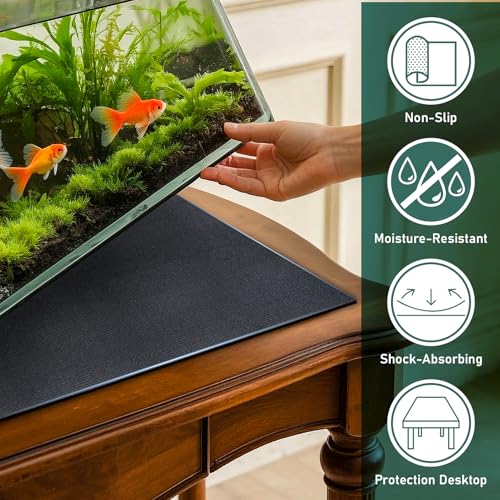 48x24 Inch Aquarium Leveling Mat - Neoprene Non-Slip Shockproof Fish Tank Pad, 0.2" Thick Waterproof Tank Base Cushion for Uneven Surfaces, Cut-to-Size Floor & Desktop Protector - size: 48x24 Inch, style: No Glue