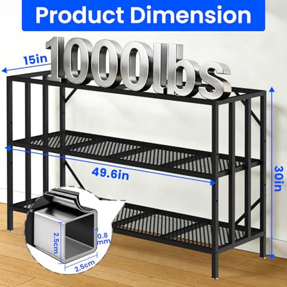 55-75 Gallon Fish Tank Stand, Heavy Duty Metal Aquarium Stand, 3-Tier Adjustable Storage Shelf for Home and Office, 1000LBS Capacity, Black (Tank not Included), 49.6''L×15''W×30''H - size: 55-75 Gallon without Power Outlet