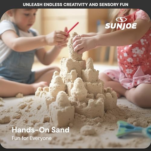 Sun Joe Silica Play Sand for Sandbox, Ultra Fine, PLYSAND50 | 50 Lb Bag - Sensory Table & Gardens, Indoor & Outdoor Craft Accessory for Molding, Digging & Sculpting - size: 50 lb