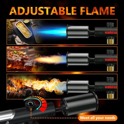 Upgraded Powerful Propane Torch Gun, Kitchen Cooking Culinary Torch Lighter, Adjustable Blow Torch for Sous Vide Searing Steak, BBQ, Grill, Campfire Starter, Gas Welding Kit(Tank Not Included)