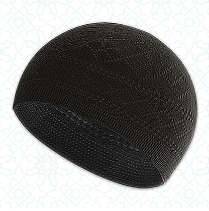 Muslim Prayer Rug Prayer Beads Kufi Hat for Men and Women 100% Breathable Black Skull Beanie Traditional Desing Prayer Mat Eid Ramadan Gifts Islamic Set Salah Mat Taffeta Fabric Soft (Black) - color: Black