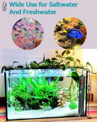 AHJ 500W Aquarium Heater for 75-120 Gallon Fish Tanks, Submersible Heater | Accurate Temperature Control, Overheat Protection, Auto Shut-Off, Fast Heating for Freshwater and Saltwater Aquariums
