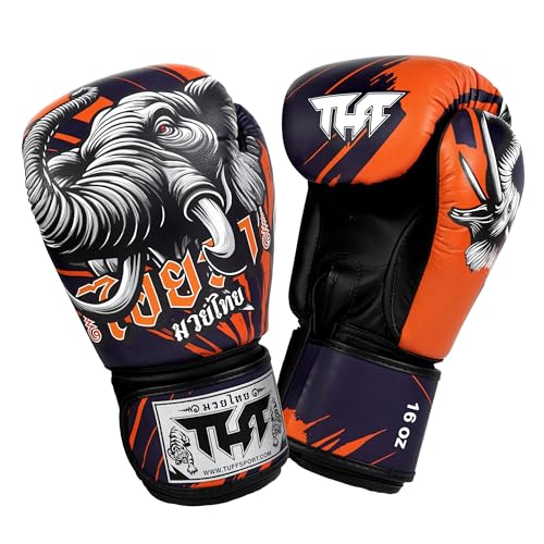 Tuff Sport Muay Thai Gloves, Boxing Gloves for Men Women, Training & Sparring MMA Kickboxing Workout Ventilated Palm (Aiyara, 12 OZ)