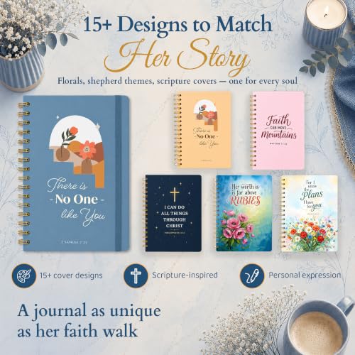 Hardcover Blank Christian Notebook – 140 Pages, No One Like You | Lined Pages with Bible Verse Cover – Inspirational Writing Spiral Notebook for Bible Study and Prayer - color: No One-Blue