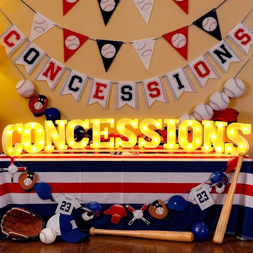 Aurelema Sukkot Large LED Letter Sign LED Lights Battery Powered Table Decoration for Party Gift Tabletop Decoration(Concessions) - size: 8.27 inches, style: Concessions