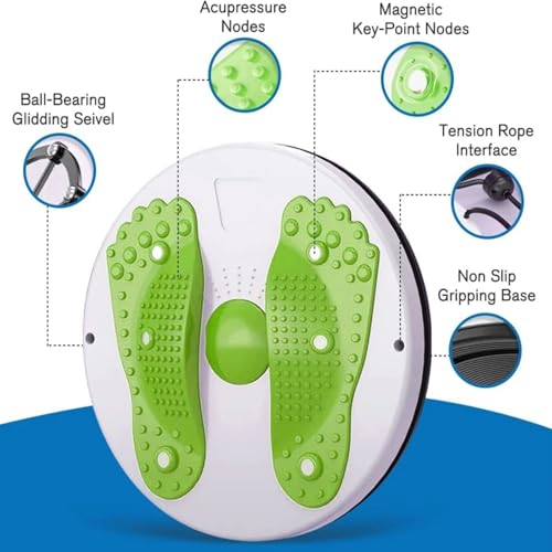 Waist Twisting Disc Unisex Waist Trainer Abdominal Exercise Foot Massage Plate Workout Home Gym Body Building Weight Loss Fitness Equipment - color: Glass Green
