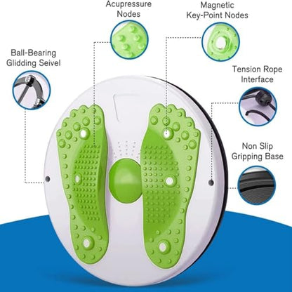 Waist Twisting Disc Unisex Waist Trainer Abdominal Exercise Foot Massage Plate Workout Home Gym Body Building Weight Loss Fitness Equipment - color: Glass Green