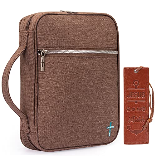 Montana West Bible Cover for Women Men with Leather Bookmark Book Carrying Cases Church Bag for Outdoor Protective - color: Coffee