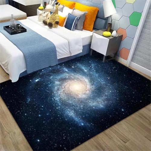Black Modern Starry Universe Area Rug for Bedroom Living Room 3x5 ft Soft Kitchen Floor Mats Non-Slip Mats Washable Carpets - color: Style H, size: 3' x 5' (Rectangular)