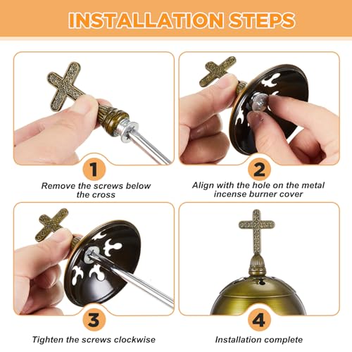 Zonon 1 Set Incense Burner with Tong, Frankincense Charcoal Incense Stand Holder, Ideal for Yoga, Spa, Aromatherapy, Home and Christian Church Censer (Bronze,Retro) - color: Bronze, size: Retro
