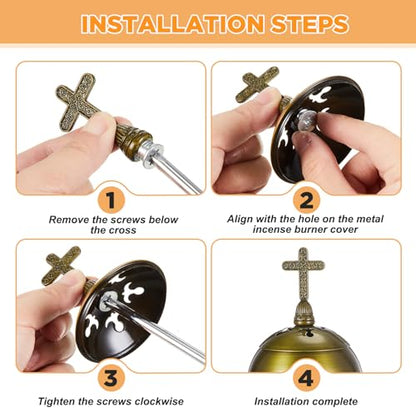 Zonon 1 Set Incense Burner with Tong, Frankincense Charcoal Incense Stand Holder, Ideal for Yoga, Spa, Aromatherapy, Home and Christian Church Censer (Bronze,Retro) - color: Bronze, size: Retro